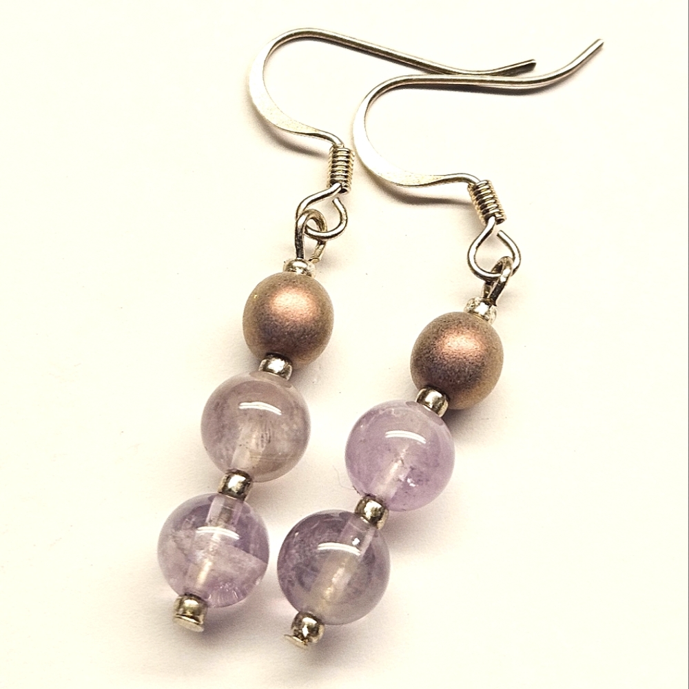 Purple Amethyst Beaded Earrings